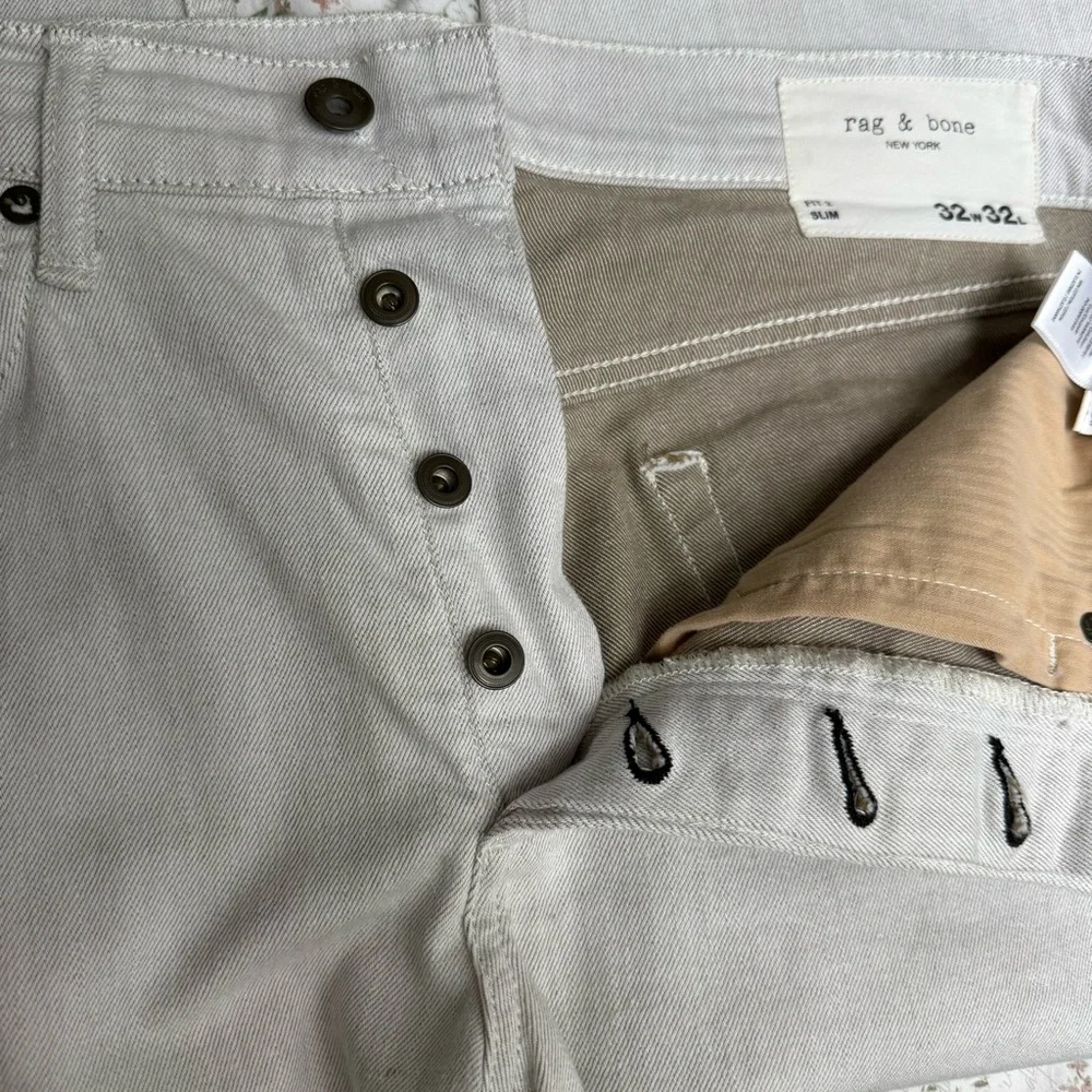 Rag & Bone Fit Slim 2 Ecru Denim Button Fly Jeans